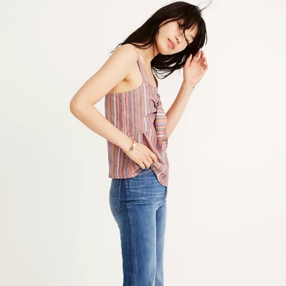 Madewell tie front striped cami tank top - Picture 10 of 12